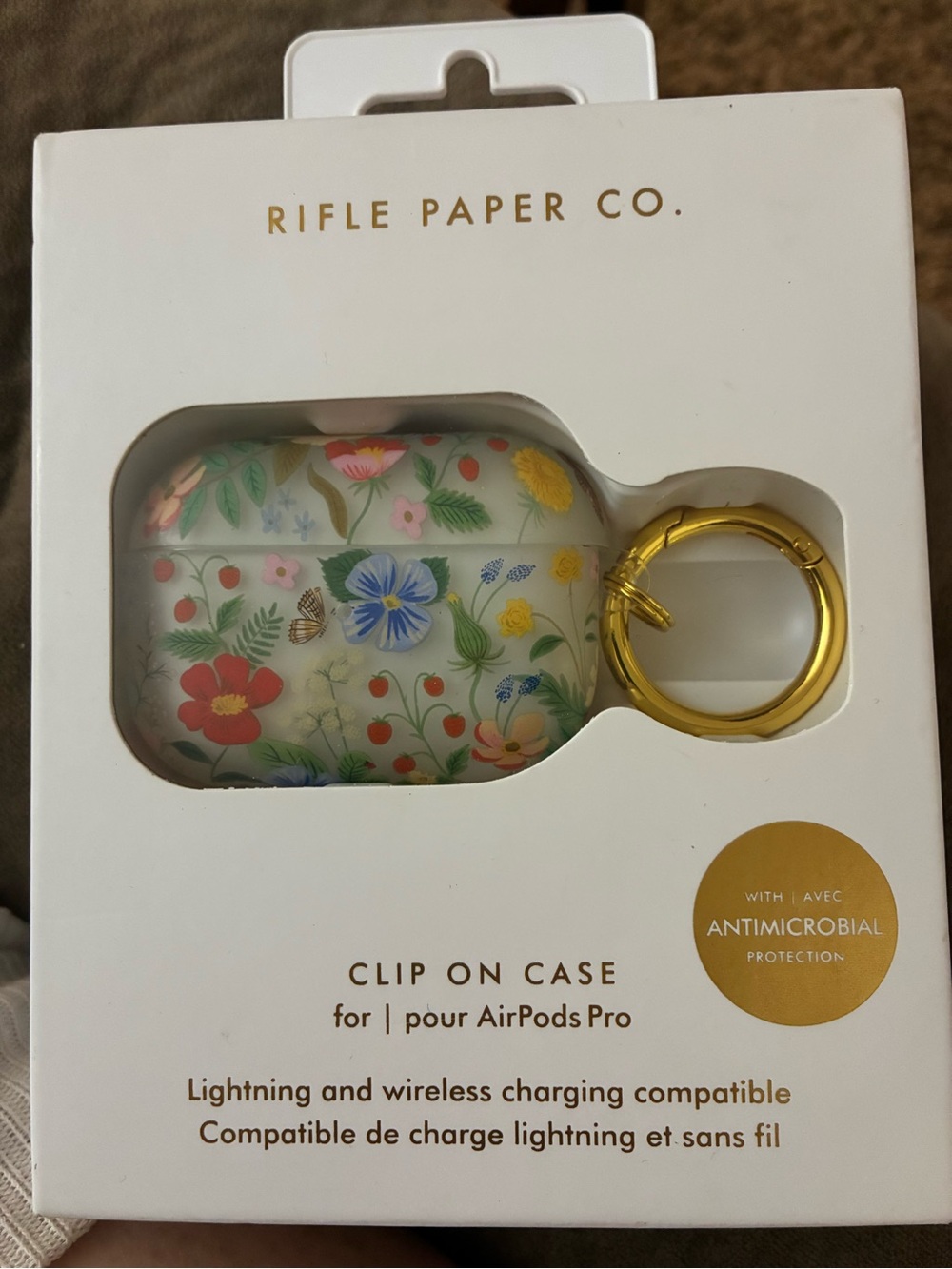 Rifle paper co. Air pods pro case strawberry fields clip on case NIP